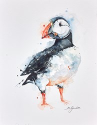 Solo-Atlantic Puffin by Amanda Gordon - Original on Paper sized 12x14 inches. Available from Whitewall Galleries